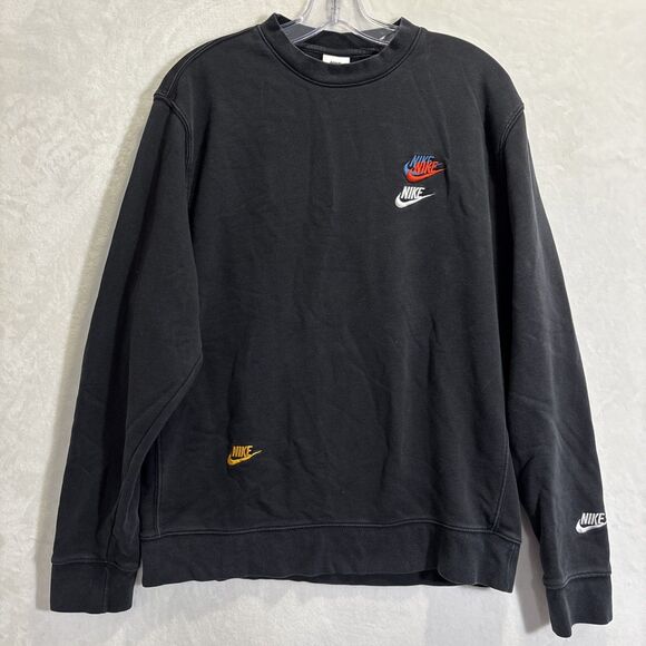 Nike Essentials French Terry Sweatshirt Embroidered Multi Logo Men's Size Large - Picture 1 of 15